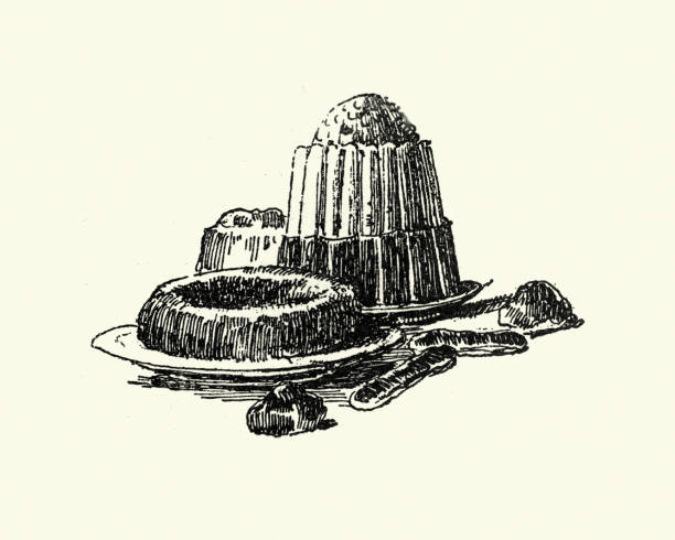Vintage engraving of Sketch of Victorian desserts, cakes and puddings. Autour d'un bateau, by Cheron de la Bruyere, 1893