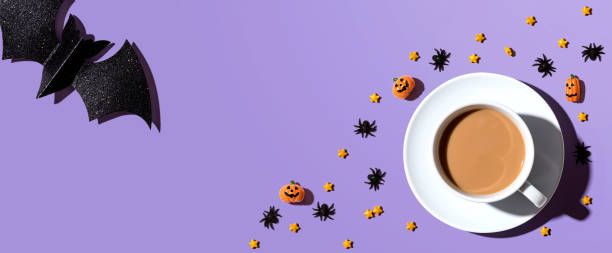 Halloween theme with a cup of coffee