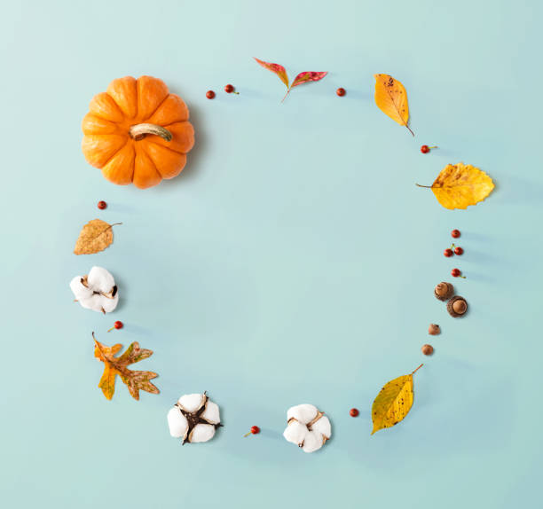 istock Autumn theme with orange pumpkin 1205300874