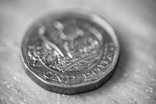 nuove monete da una sterlina - one pound coin british coin old uk foto e immagini stock