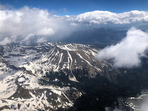 Aerial view over the Colorado Rocky Mountain