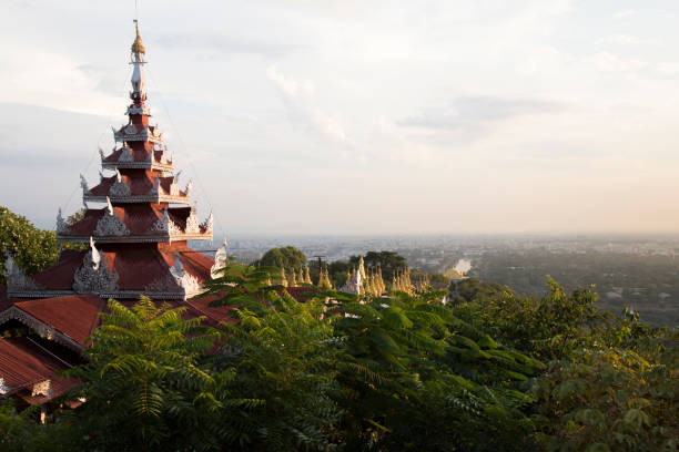 istock Red pagoda with Mandalay's cityscape viewed from Mandalay hill 1205304532