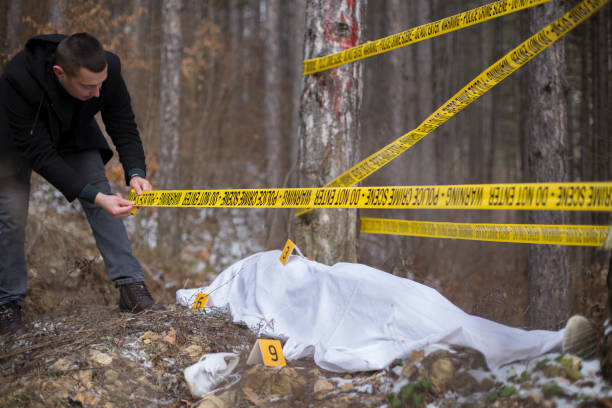 istock Police line tape. Crime scene investigation. Forensic science 1205305319