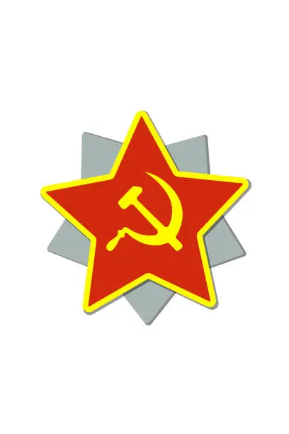 Vector illustration of Soviet medal star with a sickle and a hammer on a white background. vector. illustration