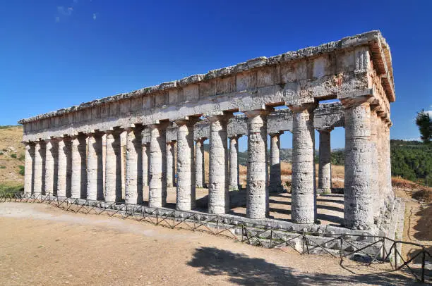 Photo of Greek temple of Venus Segesta village Sicily Italy.