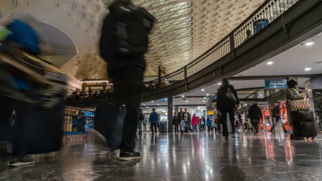 Time lapse of Pedestrians walking in Washington DC Train Station