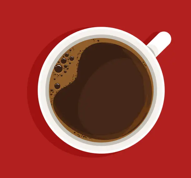 Vector illustration of Espresso in white cup top view realistic illustration