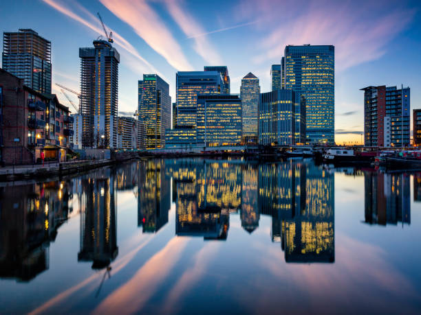 istock Reflection of Canary Wharf Skyscrapers in Blackwall Basin 1205311006