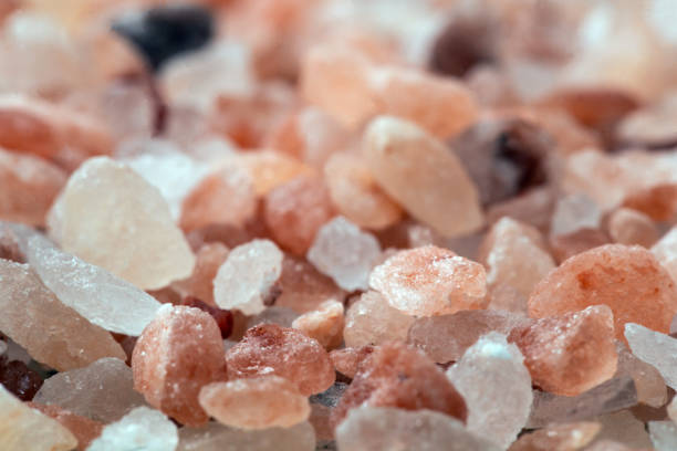 istock Himalayan Pink rock Salt Background, selective focus close-up 1205313304