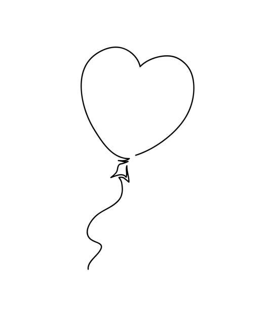 Heart shaped balloon. Continuous drawing line art style. Simple minimal sketch flat design. Symbol of love logo vector illustration. Heart shaped balloon. Continuous drawing line art style. Simple minimal sketch flat design. Symbol of love logo vector illustration. balloon drawings stock illustrations