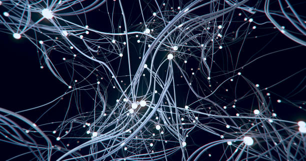 connessioni complesse - intelligenza artificiale, rete informatica, neuroscienze - nerve cell brain engineering cell foto e immagini stock
