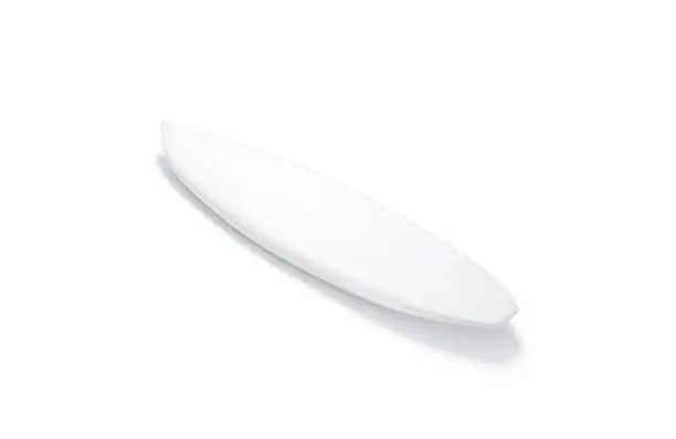 Blank white wood surfboarf mock up, side view, 3d rendering. Empty surfer deck for watersports mockup isolated. Clear wooden shortboard for water ride control mokcup template.