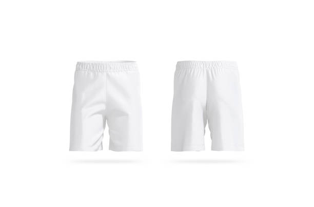istock Blank white soccer shorts mockup, front and back view 1205327530