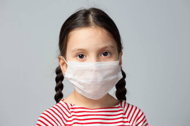 istock Girl Wearing Surgical Mask 1205327742