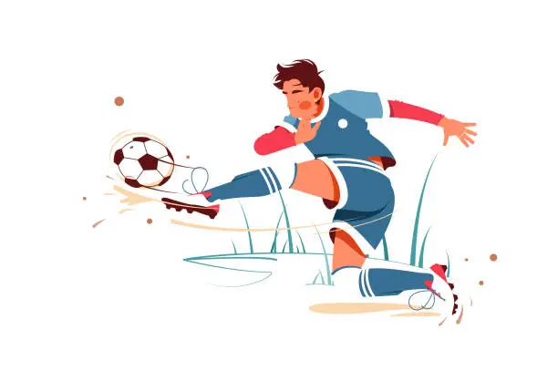 Vector illustration of Football player kicking ball