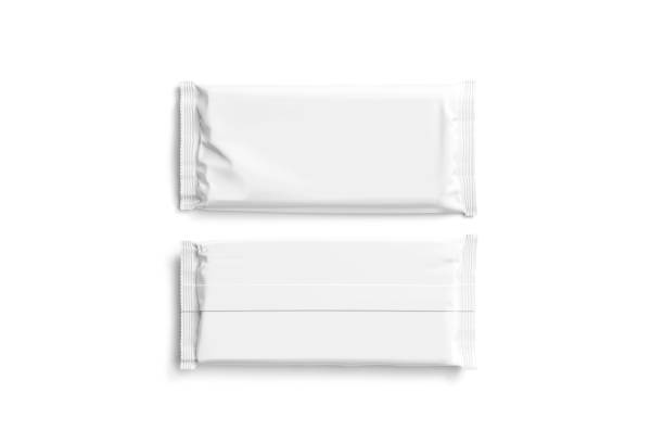 istock Blank white chocolate bar foil wrap mockup, front and back 1205332815