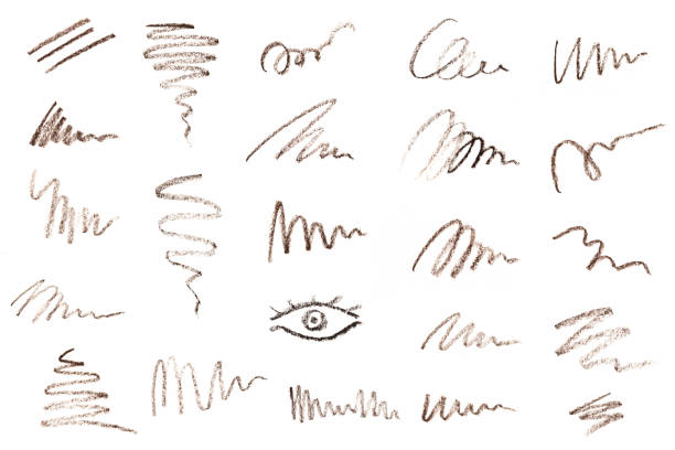 Set of Brow or eye  Liner Pencil Squiggles isolated on white background
