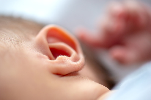 Closeup of a newborn ear