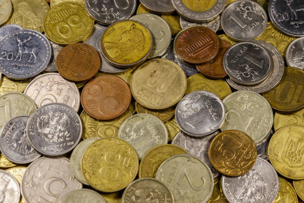 Background of various coins from different countries
