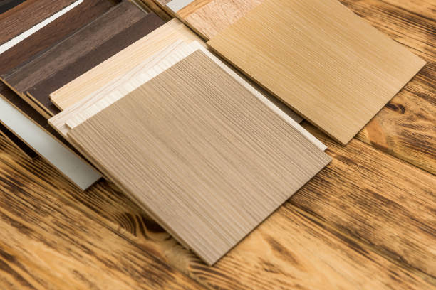istock wooden color swatch choosing wood material for housing project. Architecture and construction. 1205344908