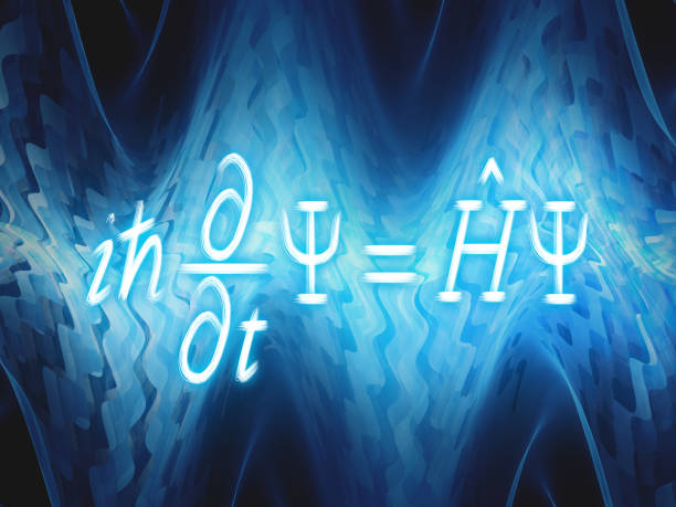 istock Time-dependent Schrodinger equation with blue glowing waves 1205347361