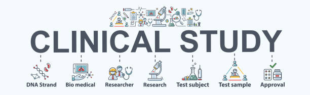 Clinical study banner web icon for medical research, clinical trial, bio medical, research, test subject and sample and drug approval. Minimal vector infographic. Clinical study banner web icon for medical research, clinical trial, bio medical, research, test subject and sample and drug approval. Minimal vector infographic. human genome code stock illustrations