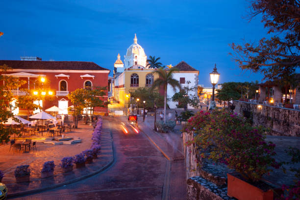 istock Santa Teresa Square in Cartagena at night 1205354770
