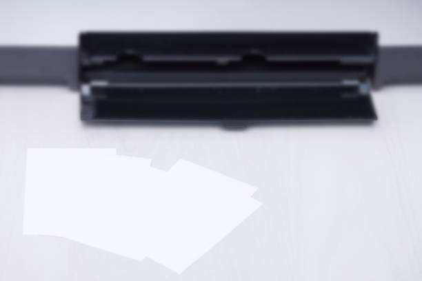 istock White empty photo blanks, photo inkjet printer. home photo printing concept. 1205355571