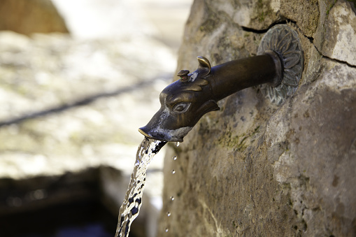 Fountains in park, water and refreshment, construction and architecture