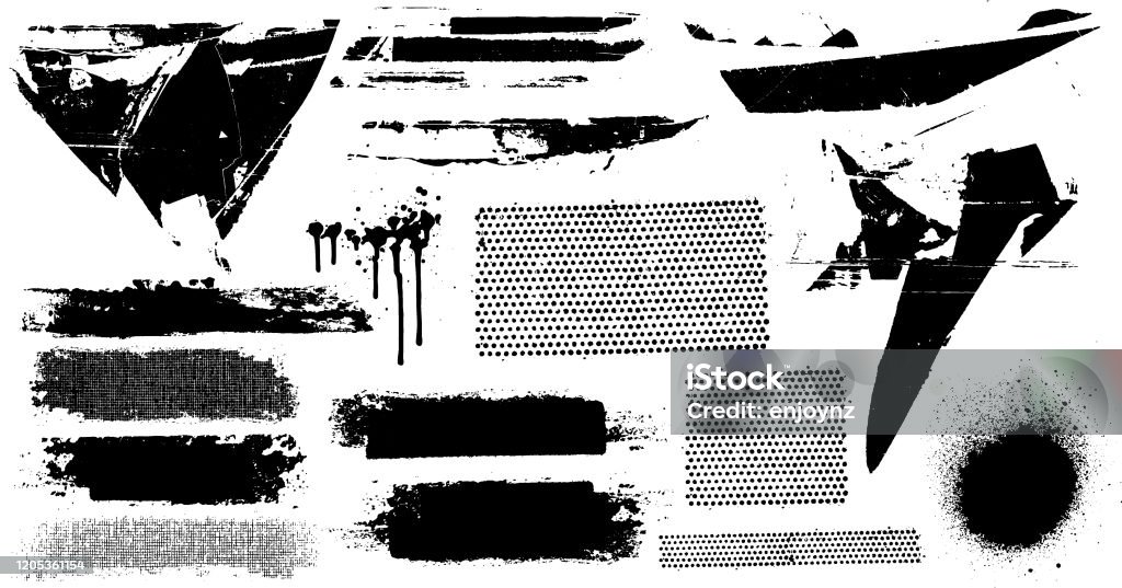 Marques de grunge noir - clipart vectoriel de Technique grunge du papier froissé libre de droits