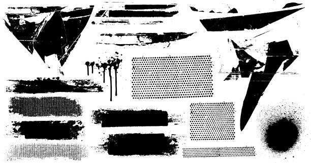Black grunge marks Black paint abstract vector design grunge elements watercolor splash stock illustrations