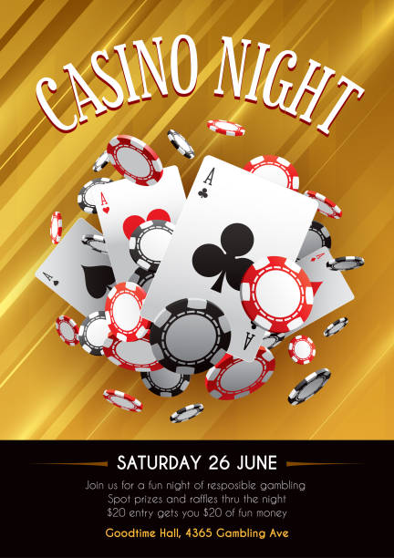 ночной плакат казино - poker night stock illustrations