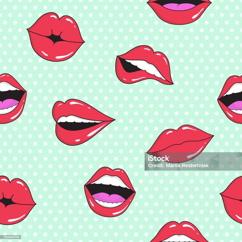 Girls Lips Seamless Pattern Retro Lip Of Girl For Cosmetic Texture Female  Funny Mouth With Teeth Seductive Romantic Seamless Composition Love Textile  Background Cartoon Vector Illustration Stock Illustration - Download Image  Now -
