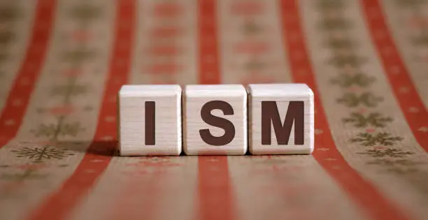 Photo of ISM - Institute of Supply Management acronym concept on cubes