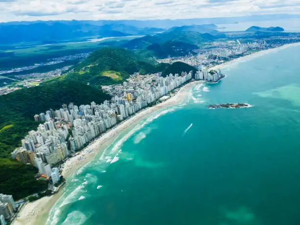 Aerial view of Guaruja Beach