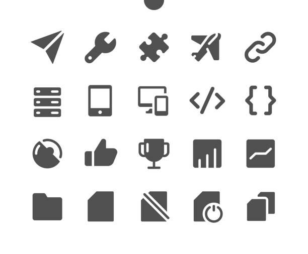 ilustrações de stock, clip art, desenhos animados e ícones de settings v6 ui pixel perfect well-crafted vector solid icons 48x48 ready for 24x24 grid for web graphics and apps. simple minimal pictogram - configure