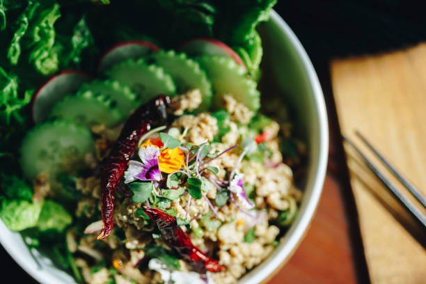 Chicken Larb Salad stock photo