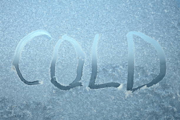 The inscription on frozen window pane. Words written on blurry translucent background. Stock photo with empty space for text. For web, print, background and wallpaper
