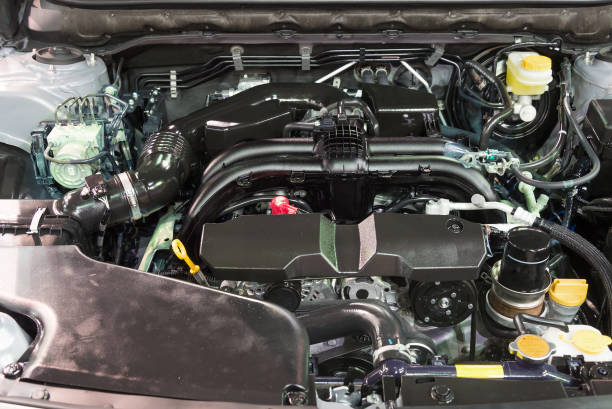 istock Details of new car engine and attachments 1205373220