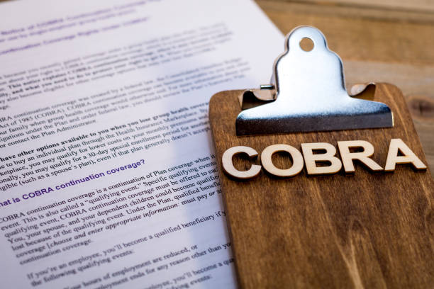 COBRA Healthcare Insurance Benefits for Unemployment concept stock photo