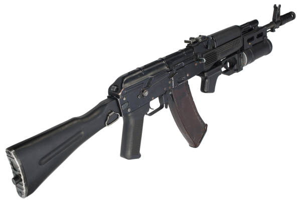 istock modern kalashnikov AK 74M assault rifle with underbarrel grenade launcher on white 1205378248