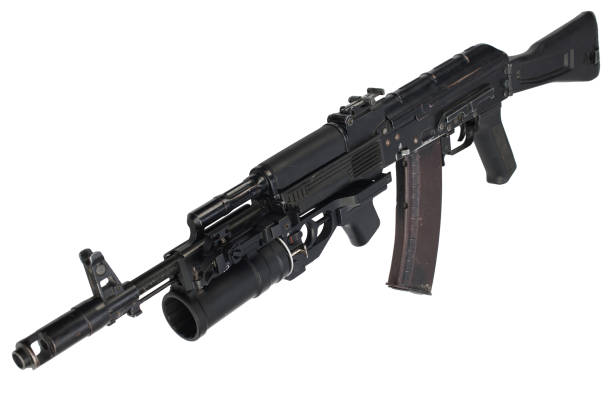 istock modern kalashnikov AK 74M assault rifle with underbarrel grenade launcher on white 1205378894