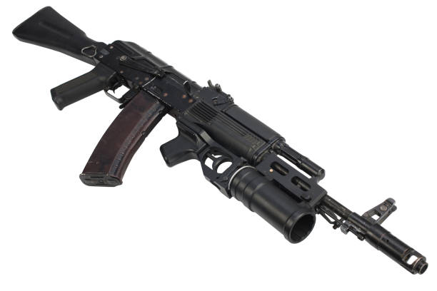 istock modern kalashnikov AK 74M assault rifle with underbarrel grenade launcher on white 1205378906
