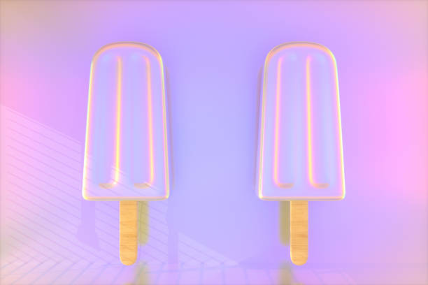 istock Ice cream stick, Popsicle, Minimal summer concept, Iridescent colors 1205379137