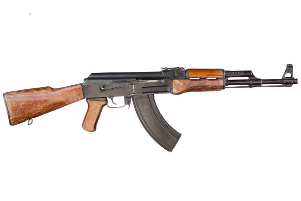 istock Rare first model AK - 47 assault rifle isolated on white 1205379164