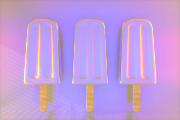 istock Ice cream stick, Popsicle, Minimal summer concept, Iridescent colors 1205379249