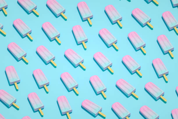 istock Ice cream stick, Popsicle, Minimal summer concept, Isometric view. 1205379510