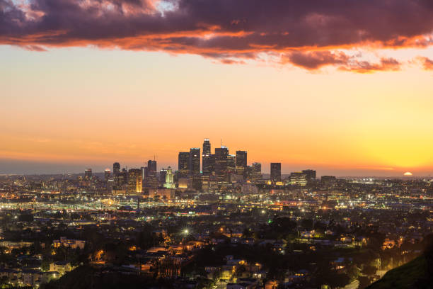 istock Downtown Los Angeles skyline at sunset 1205380464