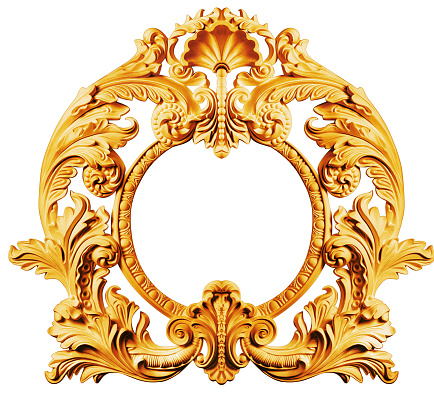 golden frame, baroque and  ornament elements