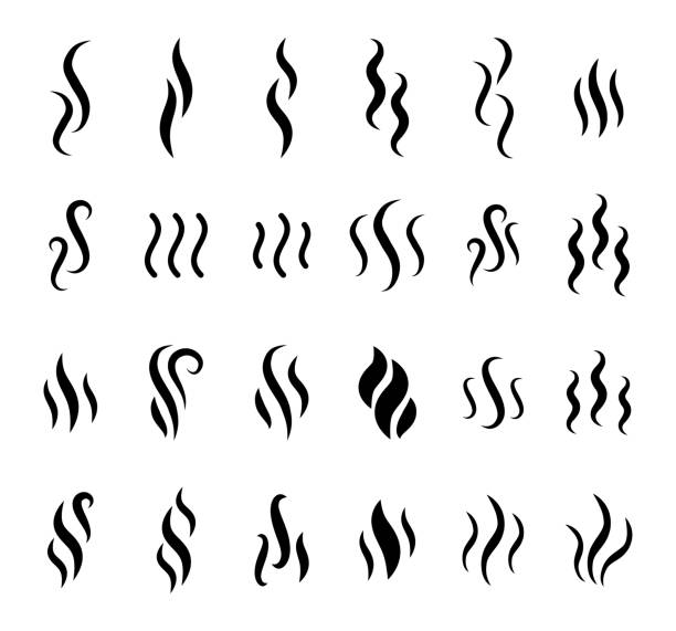 ikony wektora parowego - smoke condensation fumes isolated stock illustrations